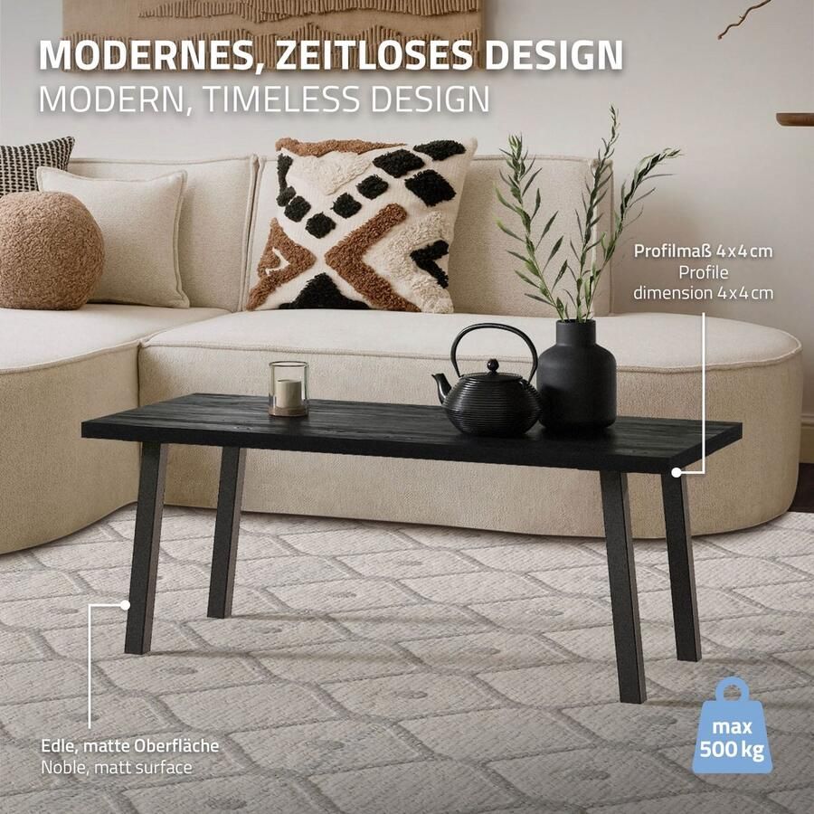 Ml-design Set van 4 tafelpoten schuin 42 cm donkergrijze look industrieel gemaakt van gepoedercoat staal profiel 4x4cm I-vorm 96° helling ML ontwerp