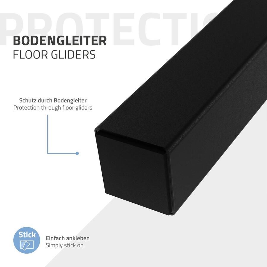 Ml-design Set van 4 tafelpoten schuin 72 cm glanzend zwart gepoedercoat staal hoekprofiel 4x4 cm I-vorm 96° helling ML ontwerp