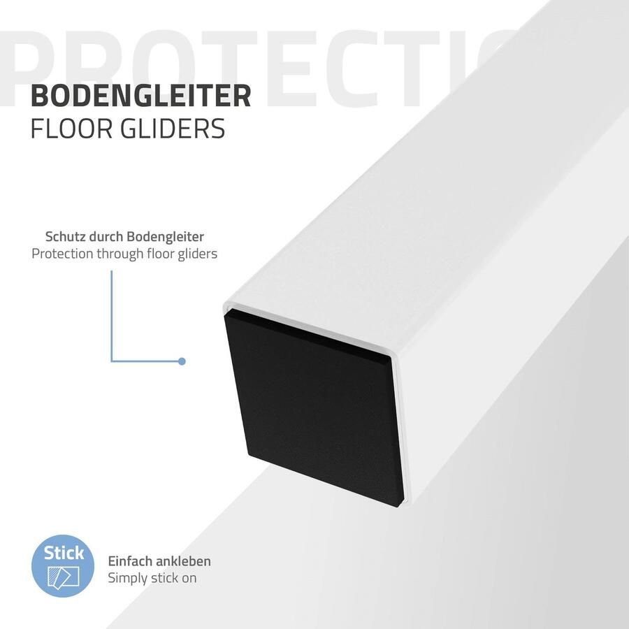 Ml-design Set van 4 tafelpoten schuin 72 cm wit glanzend gemaakt van gepoedercoat staal hoekprofiel 4x4 cm I-vorm 96° helling ML ontwerp