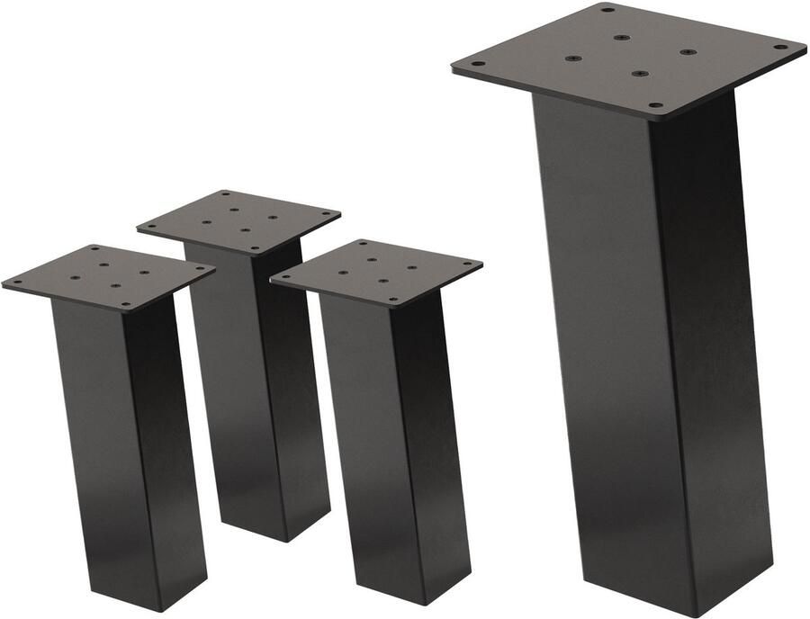 Ml-design Set van 4 tafelpoten schuin H30 cm Donkergrijze look Industrieel stalen profiel 8x8 cm I-vorm 96° helling