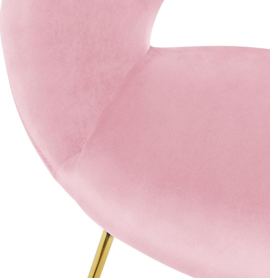 Ml-design eetkamerstoelen set van 6 roze fluweel woonkamerstoel met ronde rugleuning gestoffeerde stoel met gouden metalen poten ergonomische eettafel fauteuil keukenstoel kuipstoel kaptafelstoel