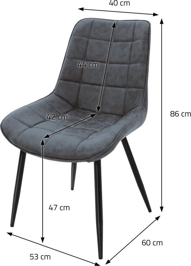 Ml-design set van 8 eetkamerstoelen met rugleuning antraciet keukenstoel met kunstleren bekleding gestoffeerde stoel met metalen poten ergonomische eettafelstoel woonkamerstoel keukenstoelen - Foto 2