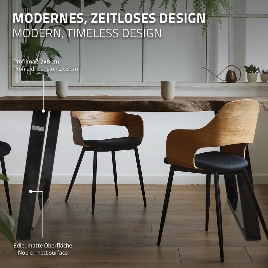 Ml-design set van 2 tafellopers 80GRAD helling 75x72 cm industrieel profiel 8x2 cm schuine tafelpoten metalen meubellopers schuin stalen tafelframe - Foto 2