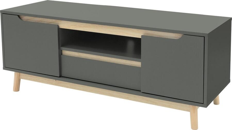 Ml-design TV lowboard met 4 vakken 120x40 cm in groen gemaakt van MDF & grenen tv-meubel