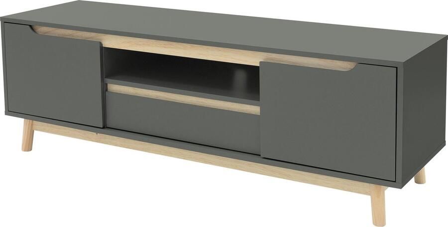 Ml-design TV lowboard met 4 vakken 140x40 cm in groen gemaakt van MDF & grenen tv-meubel