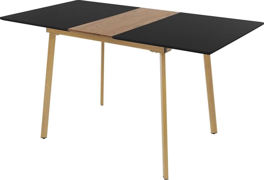 Ml-design Uitschuifbare eettafel in zwart 110-140x75 cm houten eetkamertafel voor 4-6 personen