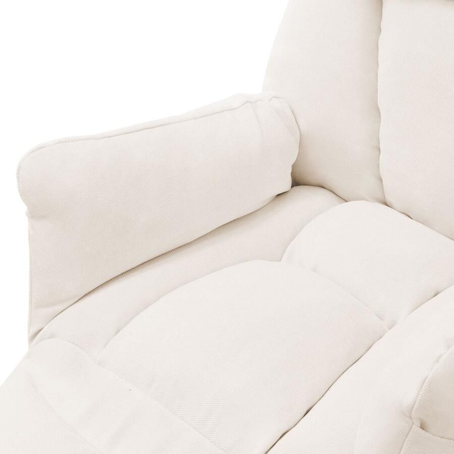 Ml-design Woonkamer fauteuil Loungestoel Beige met rugkussen tot 120 kilogram Polyester hoes in linnenlook