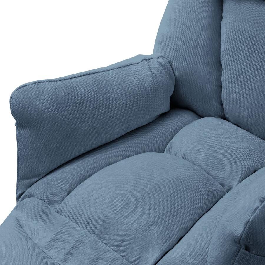 Ml-design Woonkamer fauteuil Loungestoel blauw met rugkussen tot 120 kilogram Polyester hoes in linnenlook