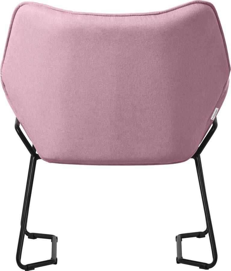 Ml-design Woonkamer fauteuil loungestoel roze met rugkussen tot 120 kilogram Polyester hoes in linnenlook - Foto 2