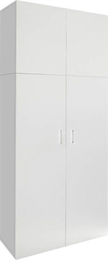 Ml-design multifunctionele kast met 2 deuren en 8 vakken hout wit 80x182 4x37 cm hoog modern universele kast schoonmaakkast stofzuigerkast bezemkast huishoudkast badkamerkast universeel