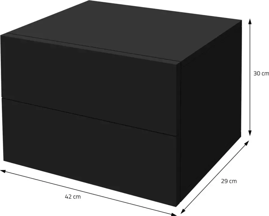 ML-Design Nachtkastje met 2 laden 42x29x30 cm Zwart mat spaanplaat - Foto 2