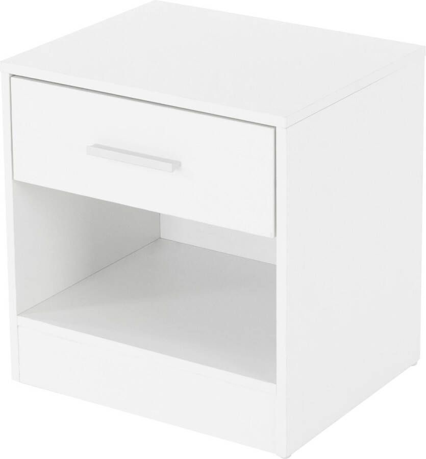 ML-Design nachtkastje wit 36x29x38 cm met één lade en open vak gemaakt van hout - Foto 2