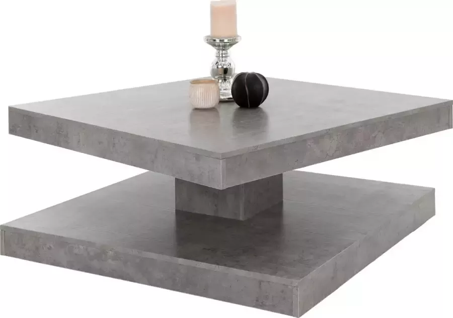 ML-Design Salontafel met 360° draaibaar tafelblad 78x78x36 cm grijs spaanplaat - Foto 3