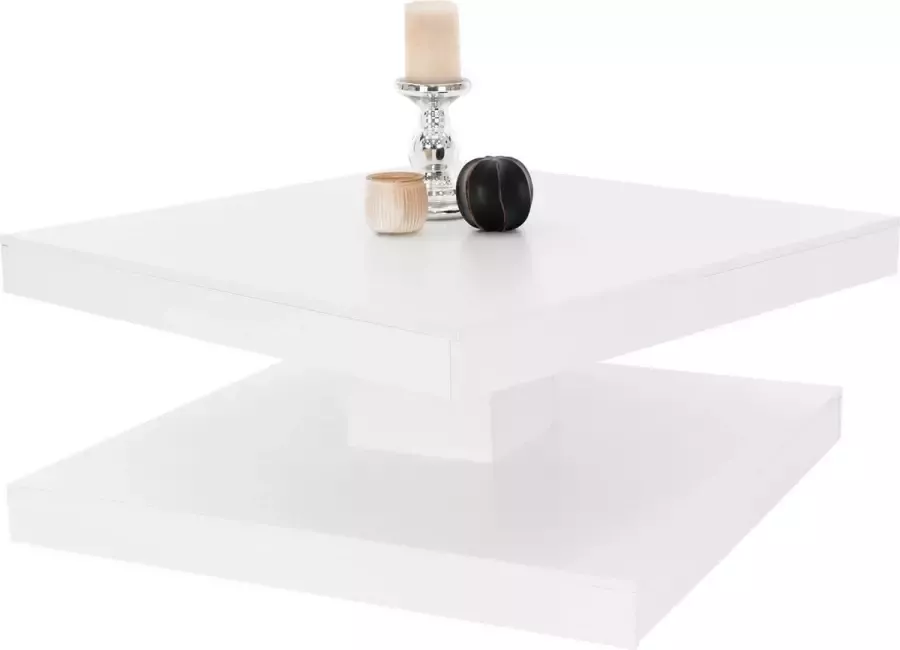 Ml-design Salontafel met 360° draaibaar tafelblad 78x78x36 wit spaanplaat - Foto 2