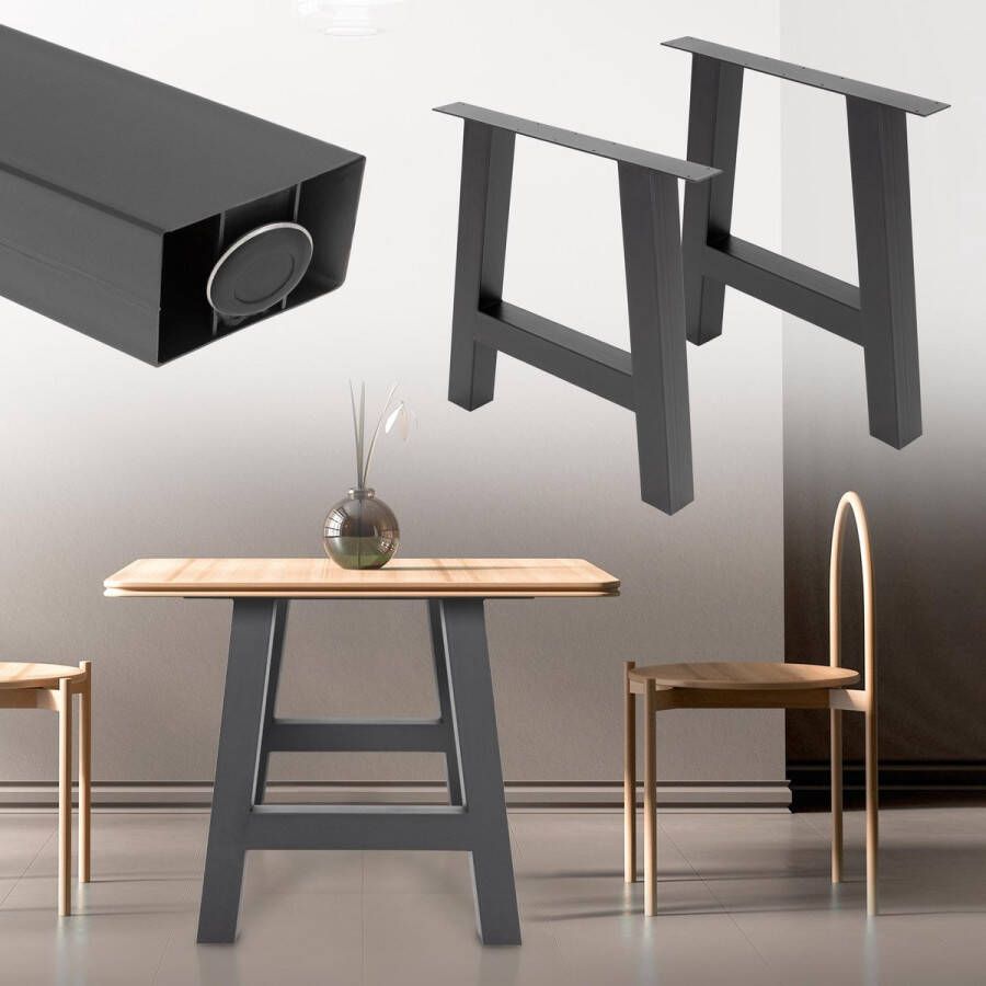 ML-Design Set van 2 A-vormige tafelpoten 70x72 cm gemaakt van staal - Foto 3
