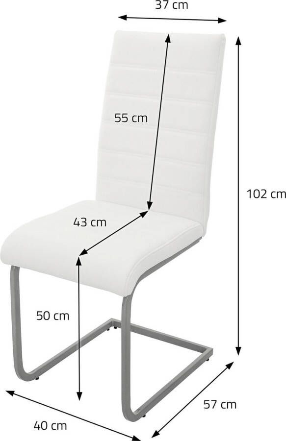 Ml-design Eetkamerstoel slede set van 2 met rugleuning wit kunstlederen bekleding - Foto 2
