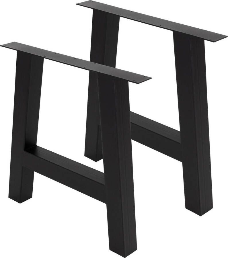 ML-Design Set van 2 tafelpoten A-vorm zwart 70x72 cm gemaakt van staal - Foto 1
