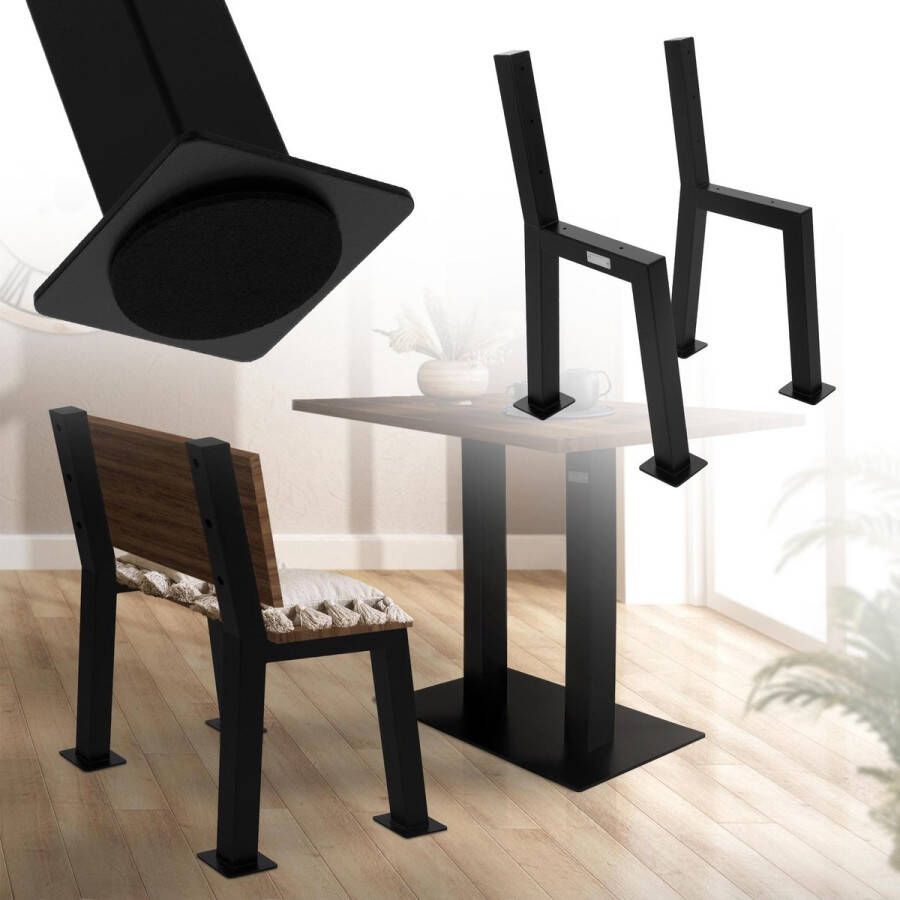 ML-Design Bankpoten set van 2 H-vorm 47x77 5 cm Zwart staal - Foto 3