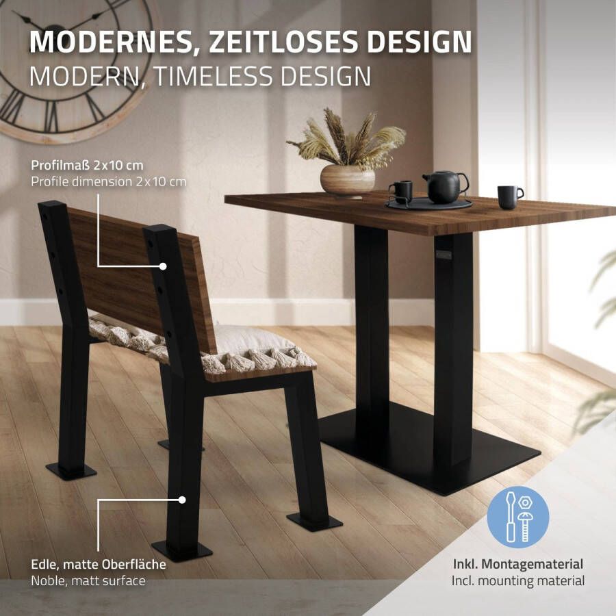 ML-Design Bankpoten set van 2 H-vorm 47x77 5 cm Zwart staal - Foto 2