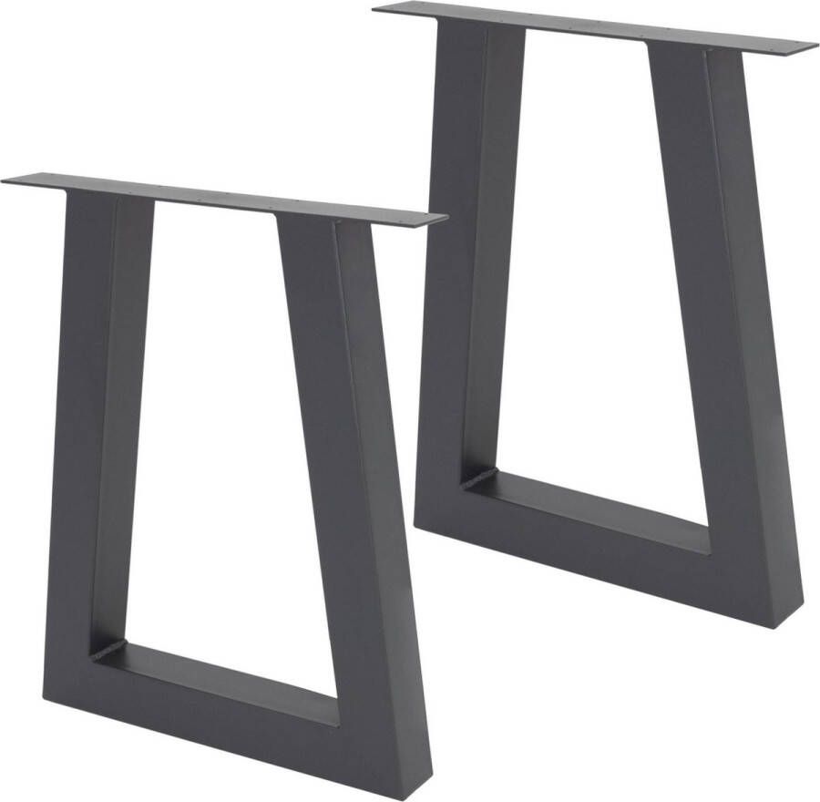 Ml-design Set van 2 trapeziumvormige tafelpoten antraciet 60x73 cm vervaardigd uit staal