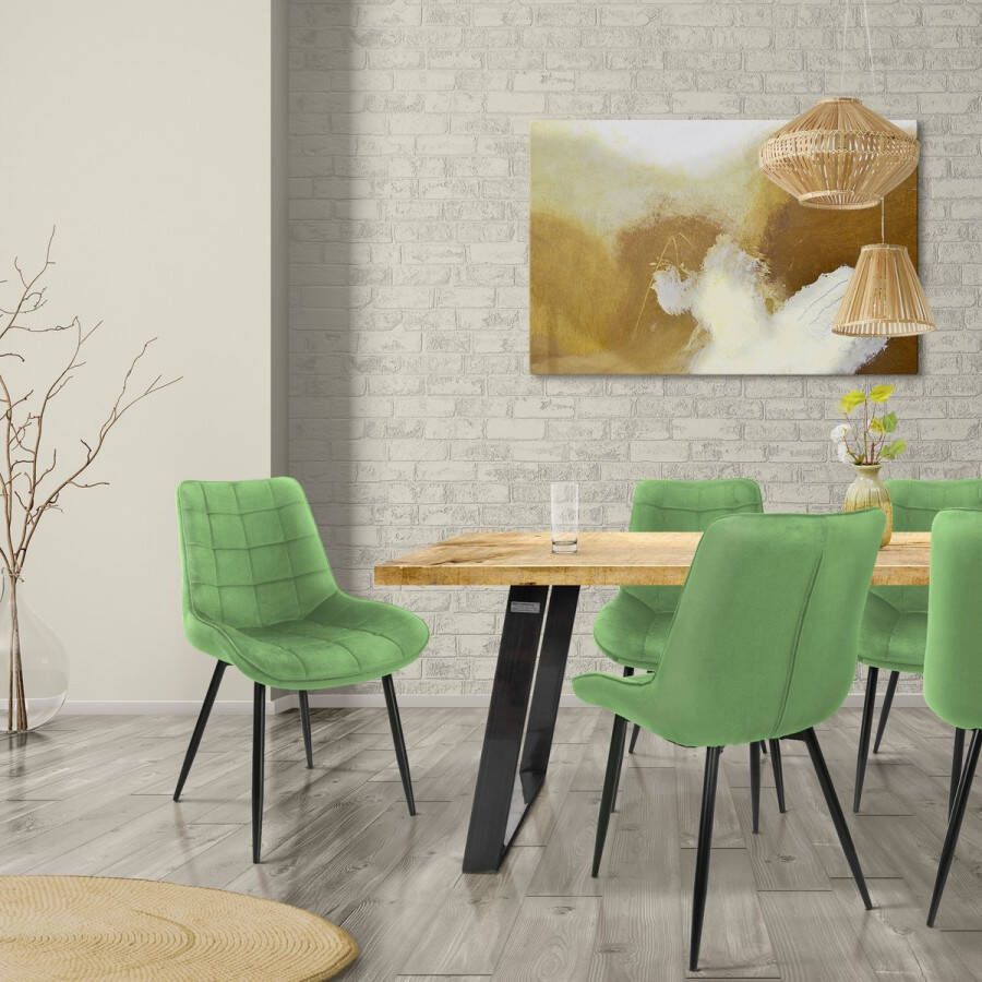 Ml-design Set van 4 Eetkamerstoelen met Rugleuning Groen Keukenstoel met Fluwelen Bekleding Gestoffeerde Stoel met Metalen Poten Ergonomische Stoel voor Eettafel Eetkamerstoel Woonkamerstoel Keukenstoelen - Foto 2