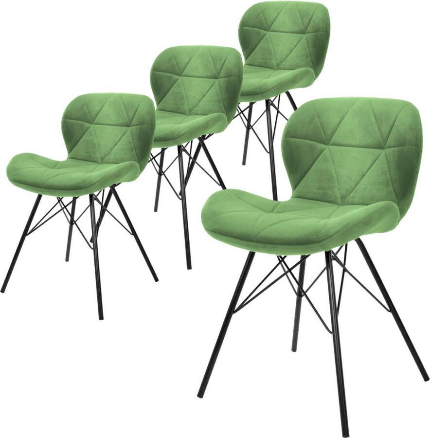 Ml-design Set van 4 Eetkamerstoelen met Rugleuning Groen Keukenstoel met Fluwelen Bekleding Gestoffeerde Stoel met Metalen Poten Ergonomische Stoel voor Eettafel Eetkamerstoel Woonkamerstoel Keukenstoelen - Foto 3