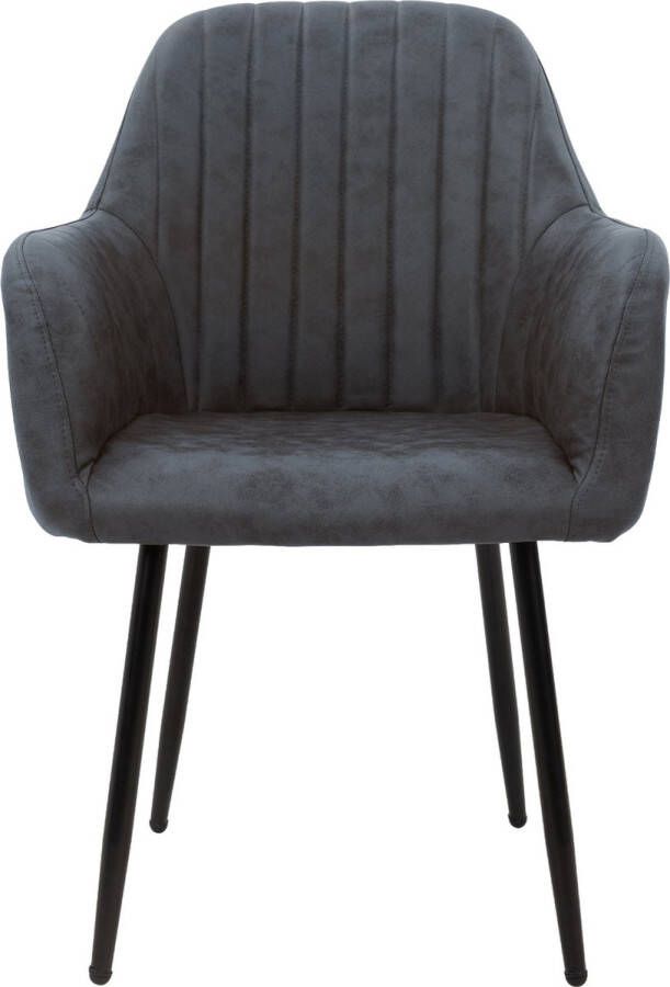 Ml-design set van 6 eetkamerstoelen met rugleuning en armleuningen antraciet keukenstoelen met PU kunstlederen bekleding gestoffeerde stoelen met metalen poten ergonomische woonkamerstoelen Stoel - Foto 2