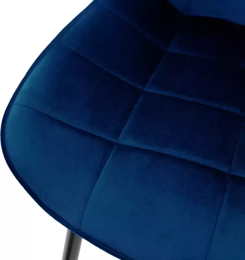 Ml-design Set van 4 eetkamerstoelen met rugleuning donkerblauw keukenstoel met fluwelen bekleding gestoffeerde stoel met metalen poten ergonomische stoel voor eettafel eetkamerstoel woonkamerstoel keukenstoelen - Foto 2