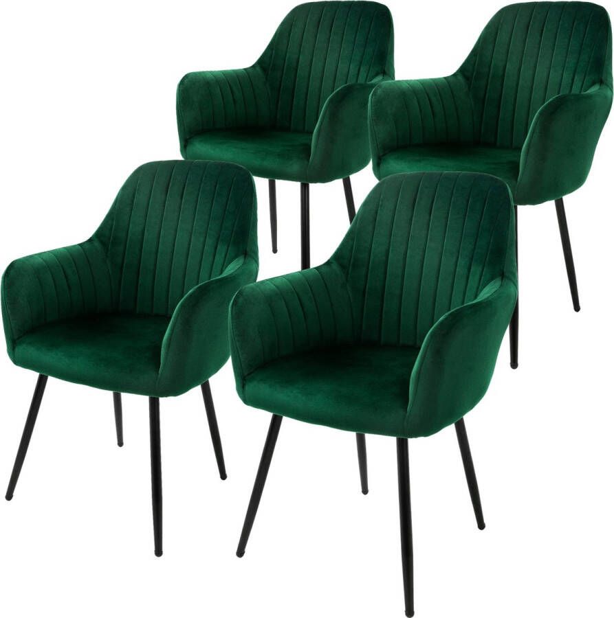 Ml-design set van 4 eetkamerstoelen met rugleuning en armleuningen groen keukenstoelen met fluwelen bekleding gestoffeerde stoelen met metalen poten ergonomische stoelen voor eettafel woonkamerstoelen eetkamerstoel - Foto 1