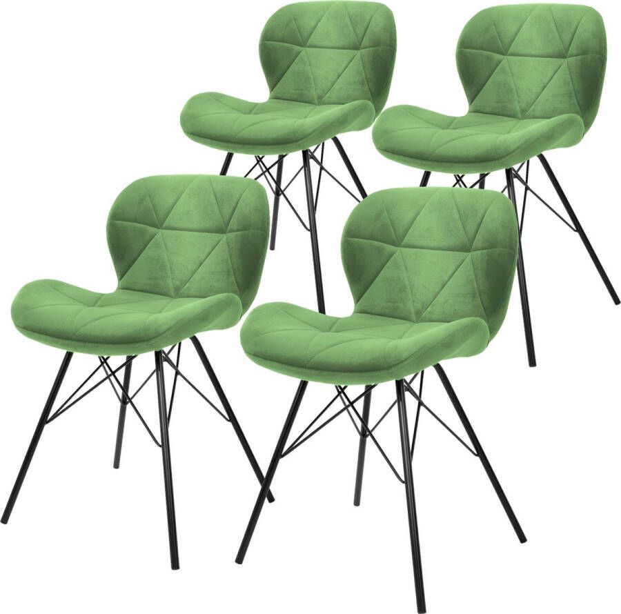 Ml-design Set van 4 Eetkamerstoelen met Rugleuning Groen Keukenstoel met Fluwelen Bekleding Gestoffeerde Stoel met Metalen Poten Ergonomische Stoel voor Eettafel Eetkamerstoel Woonkamerstoel Keukenstoelen - Foto 5