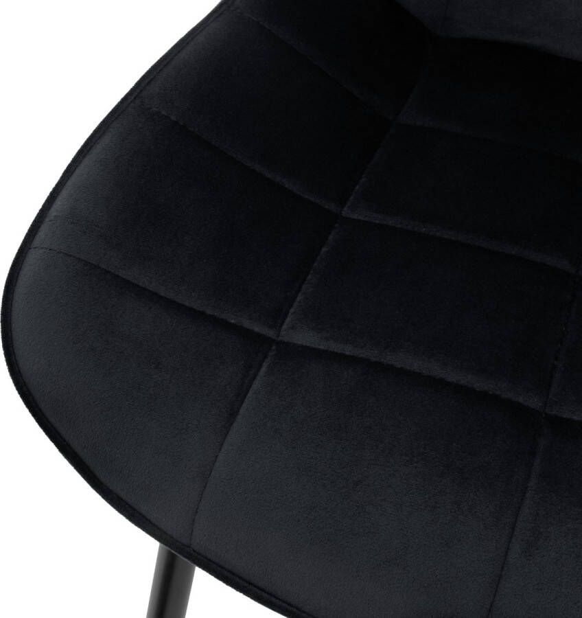 Ml-design set van 4 eetkamerstoelen met rugleuning zwart keukenstoel met fluwelen bekleding gestoffeerde stoel met metalen poten ergonomische stoel voor eettafel woonkamerstoel keukenstoelen - Foto 2