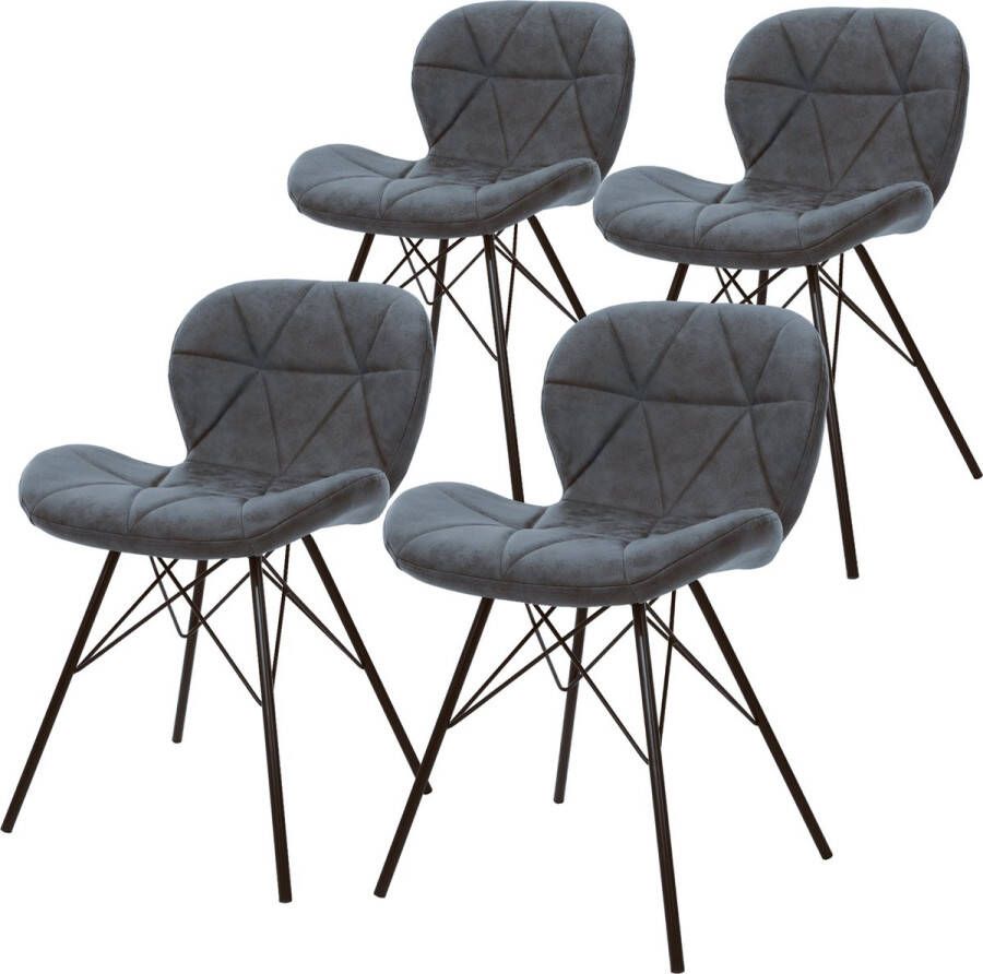 Ml-design Set van 4 Eetkamerstoelen met Rugleuning Antraciet Keukenstoel met Kunstlederen Bekleding Gestoffeerde Stoel met Metalen Poten Ergonomische Eetkamerstoel Woonkamerstoel Keukenstoelen - Foto 2