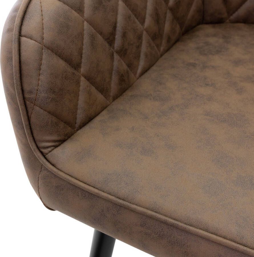 Ml-design set van 8 eetkamerstoelen met armleuning en rugleuning bruin keukenstoel met kunstleren bekleding gestoffeerde stoel met metalen poten ergonomische stoel voor eettafel woonkamerstoel - Foto 2