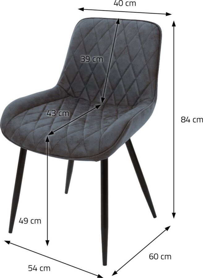 Ml-design Set van 6 Eetkamerstoelen Eetkamerstoel met rugleuning en armleuningen antraciet PU kunstlederen zitting metalen poten keukenstoelen woonkamerstoelen gestoffeerde stoel - Foto 2