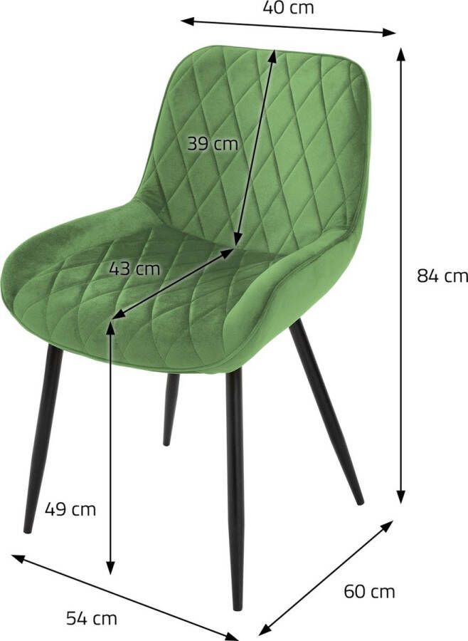 Ml-design Set van 6 Eetkamerstoelen Eetkamerstoel met Rugleuning en Armleuningen Groen Fluwelen Zitting Metalen Poten Keukenstoelen Woonkamerstoelen Gestoffeerde Stoelen Krukken - Foto 2