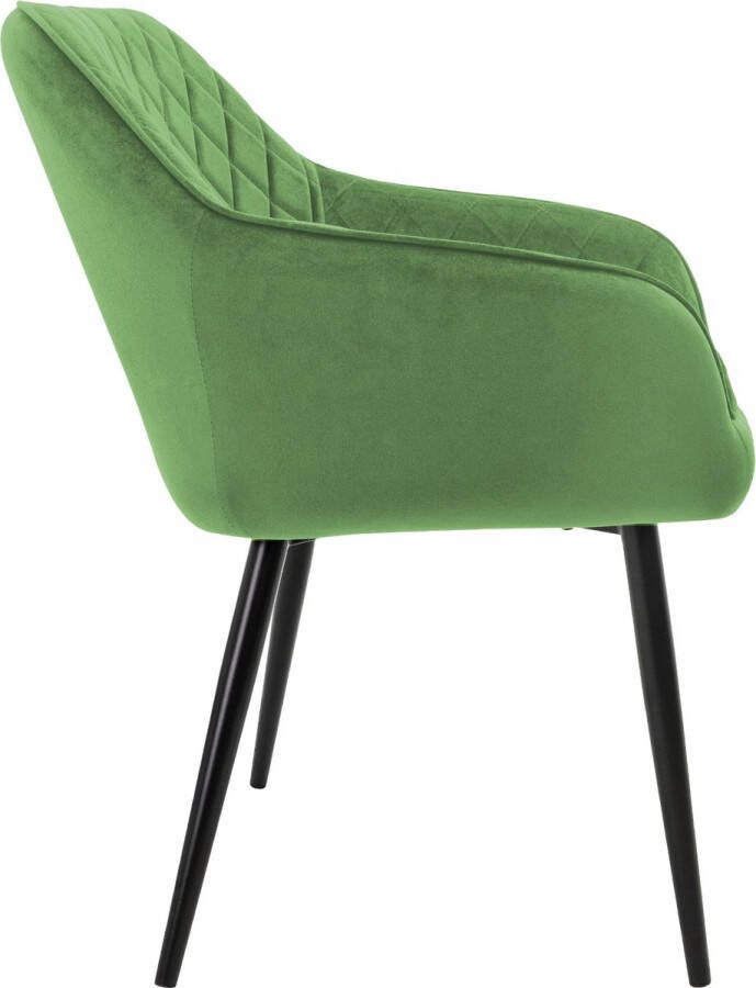 Ml-design set van 6 eetkamerstoelen met armleuning en rugleuning groen keukenstoel met fluwelen bekleding gestoffeerde stoel met metalen poten ergonomische stoel voor eettafel woonkamerstoel - Foto 2