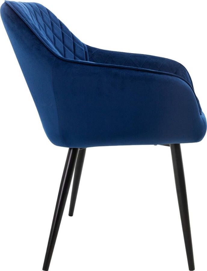 Ml-design Set van 6 Eetkamerstoelen met Armleuningen en Rugleuning Donkerblauw Keukenstoel met Fluwelen Bekleding Gestoffeerde Stoel met Metalen Poten Ergonomische Stoel voor Eettafel Eetkamerstoel Woonkamerstoel - Foto 2