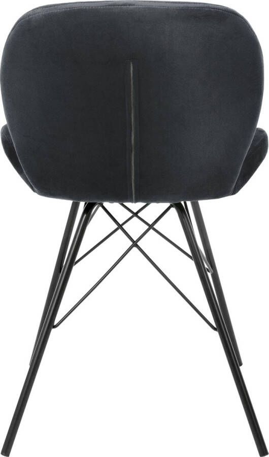 Ml-design set van 6 eetkamerstoelen met rugleuning antraciet keukenstoel met fluwelen bekleding gestoffeerde stoel met metalen poten ergonomische stoel voor eettafel woonkamerstoel keukenstoelen - Foto 2