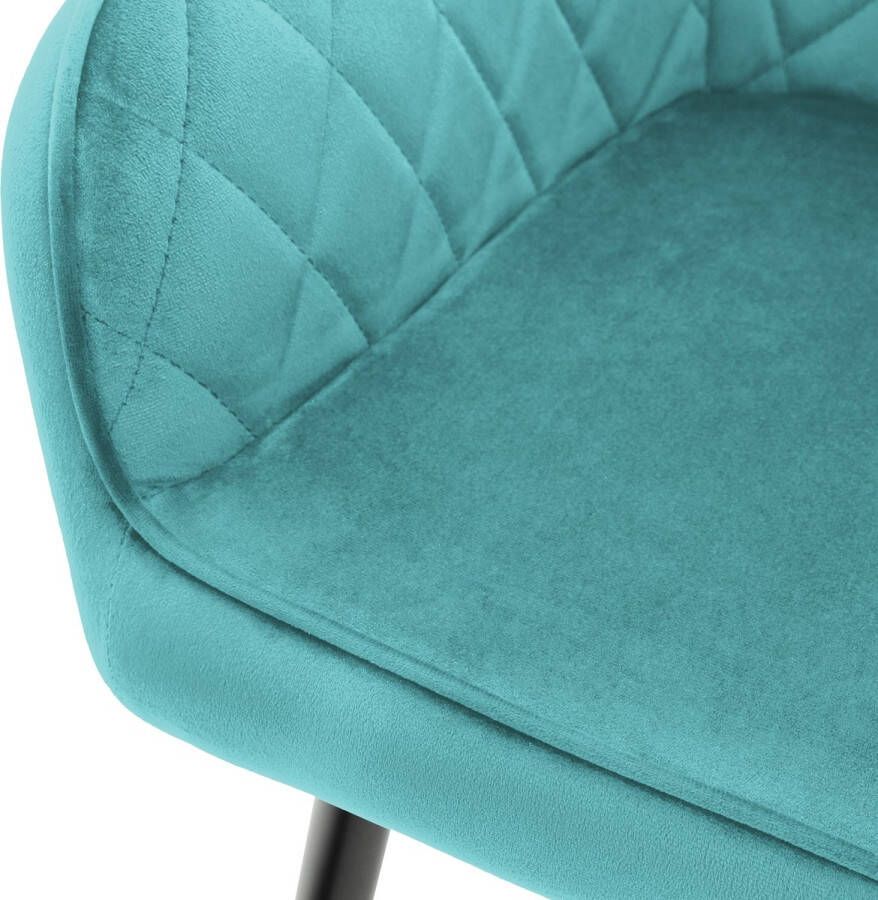 ML-Design Set van 8 eetkamerstoelen met armleuning en rugleuning turquoise keukenstoel met fluwelen bekleding - Foto 2