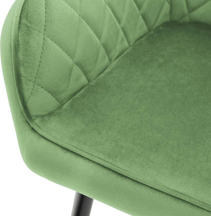 Ml-design set van 8 eetkamerstoelen met armleuning en rugleuning groen keukenstoel met fluwelen bekleding gestoffeerde stoel met metalen poten ergonomische stoel voor eettafel woonkamerstoel - Foto 2