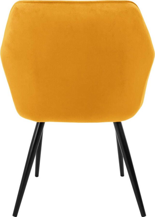 Ml-design set van 8 eetkamerstoelen met armleuning en rugleuning oker keukenstoel met fluwelen bekleding gestoffeerde stoel met metalen poten ergonomische stoel voor eettafel woonkamerstoel - Foto 2