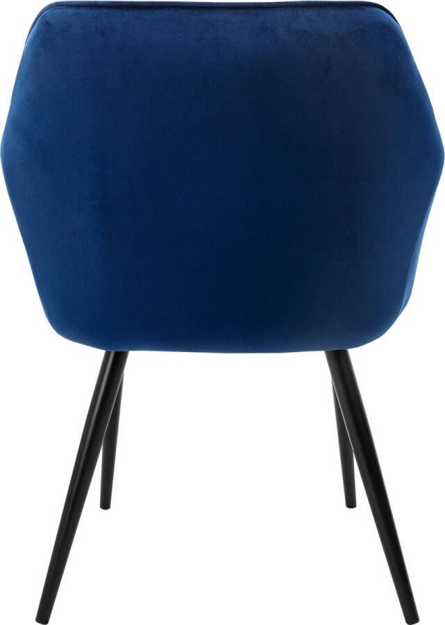 Ml-design Set van 8 Eetkamerstoelen met Armleuningen en Rugleuning Donkerblauw Keukenstoel met Fluwelen Bekleding Gestoffeerde Stoel met Metalen Poten Ergonomische Stoel voor Eettafel Eetkamerstoel Woonkamerstoel - Foto 2