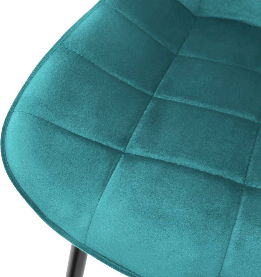 Ml-design Set van 8 eetkamerstoelen met rugleuning turquoise keukenstoel met fluwelen bekleding gestoffeerde stoel met metalen poten ergonomische stoel voor eettafel woonkamerstoel keukenstoelen - Foto 2