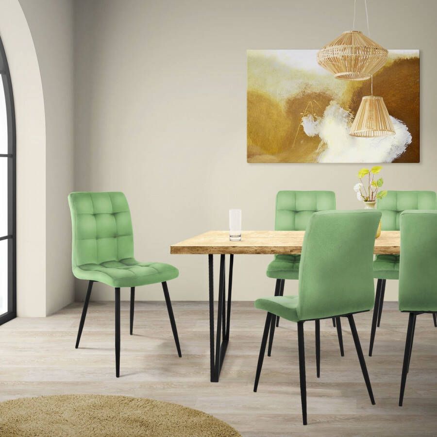 Ml-design eetkamerstoelen set van 8 salie keukenstoel met fluwelen bekleding woonkamerstoel met rugleuning gestoffeerde stoel met metalen poten ergonomische stoel voor eettafel eetkamerstoel keukenstoelen - Foto 2