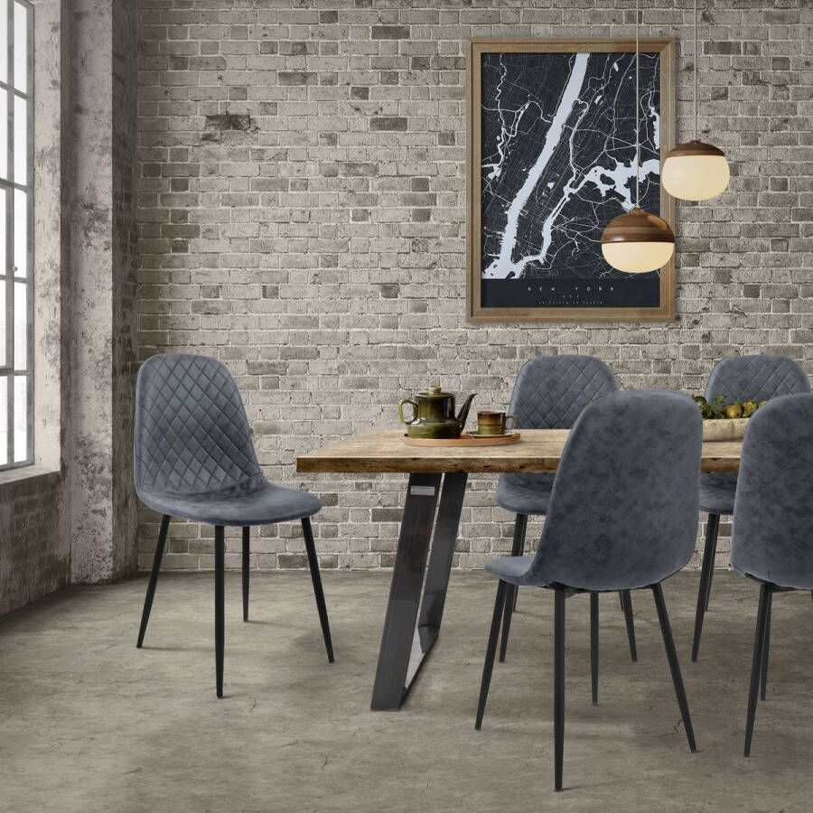 Ml-design eetkamerstoelen set van 8 antraciet keukenstoel van kunstleer woonkamerstoel met rugleuning gestoffeerde stoel met metalen poten ergonomische stoel voor eettafel eetkamerstoel Scandinavisch - Foto 2
