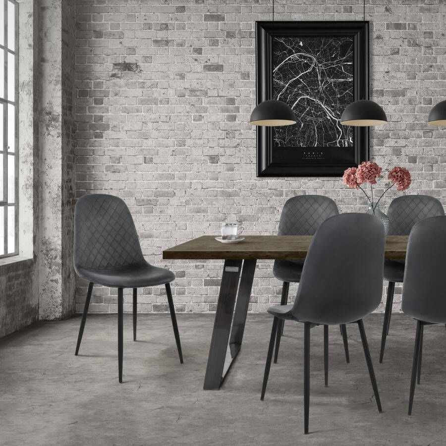 Ml-design eetkamerstoelen set van 8 antraciet keukenstoel met fluwelen bekleding woonkamerstoel met rugleuning gestoffeerde stoel met metalen poten ergonomische stoel voor eettafel eetkamerstoel Scandinavisch - Foto 2