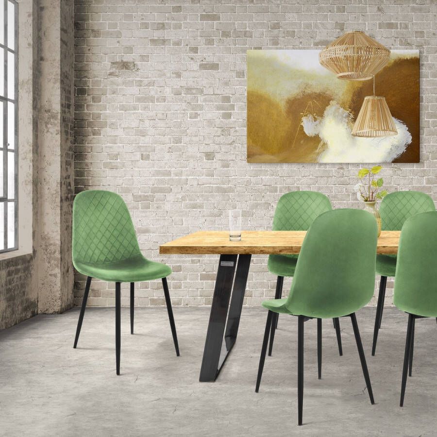 Ml-design eetkamerstoelen set van 8 sage keukenstoel met fluwelen bekleding woonkamerstoel met rugleuning gestoffeerde stoel met metalen poten ergonomische stoel voor eettafel Scandinavische eetkamerstoel - Foto 2