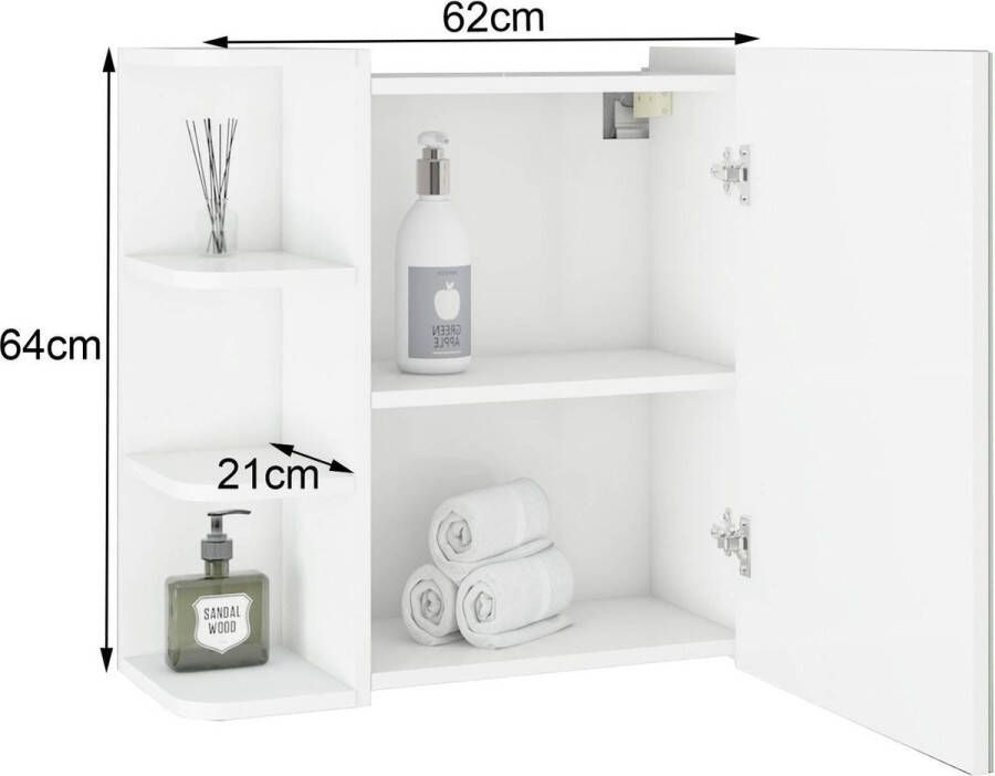 Ml-design badkamermeubelset 4-delig badkamermeubelset badkamermeubels complete set spiegelkast wastafel met badmeubel wasmeubel midikast badkamermeubel moderne stijl wit hout veel opbergruimte - Foto 2