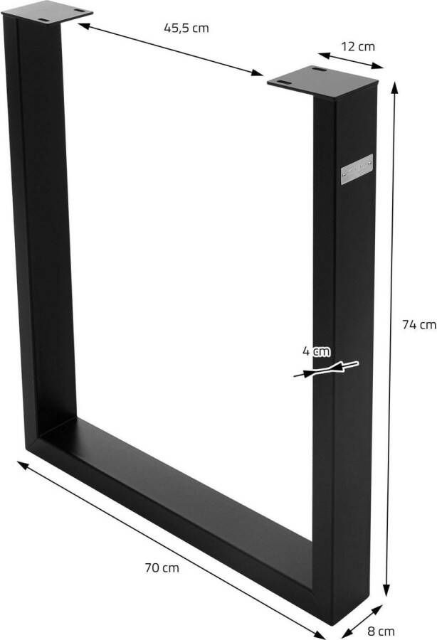 Ml-design Set van 2 tafelframes B70xH74 cm in U-vorm metaal zwart - Foto 4