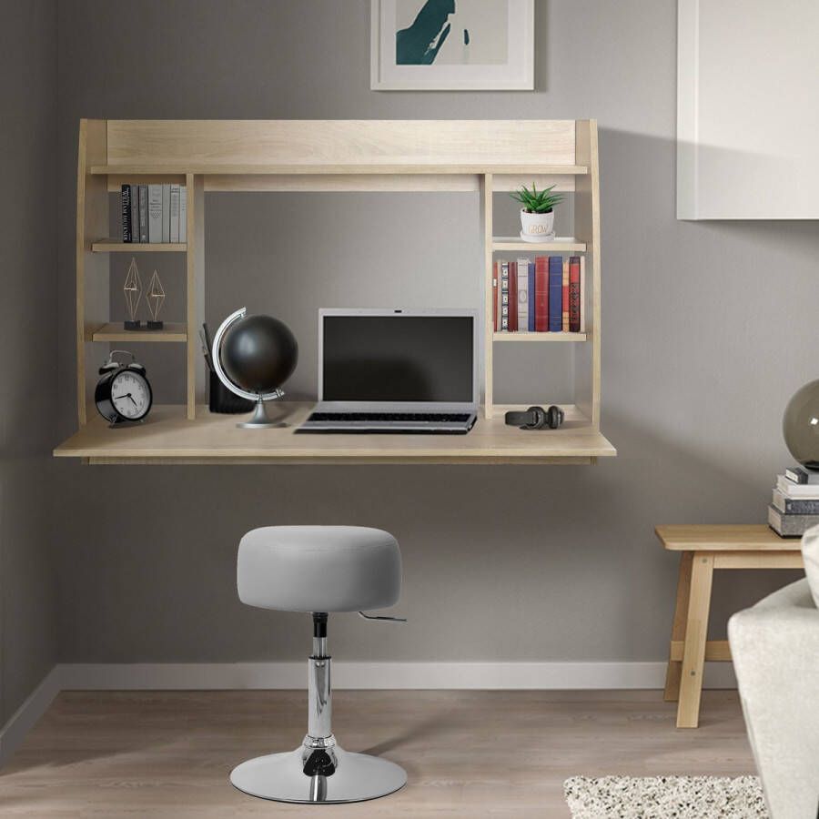 Ml-design Wandbureau 110x75x48 cm Licht hout MDF - Foto 2